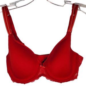 Chantelle bra Red Valentine's Day Lingerie sheer floral lace underwire 34D
